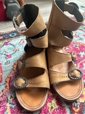 Free People leather ankle height sandals